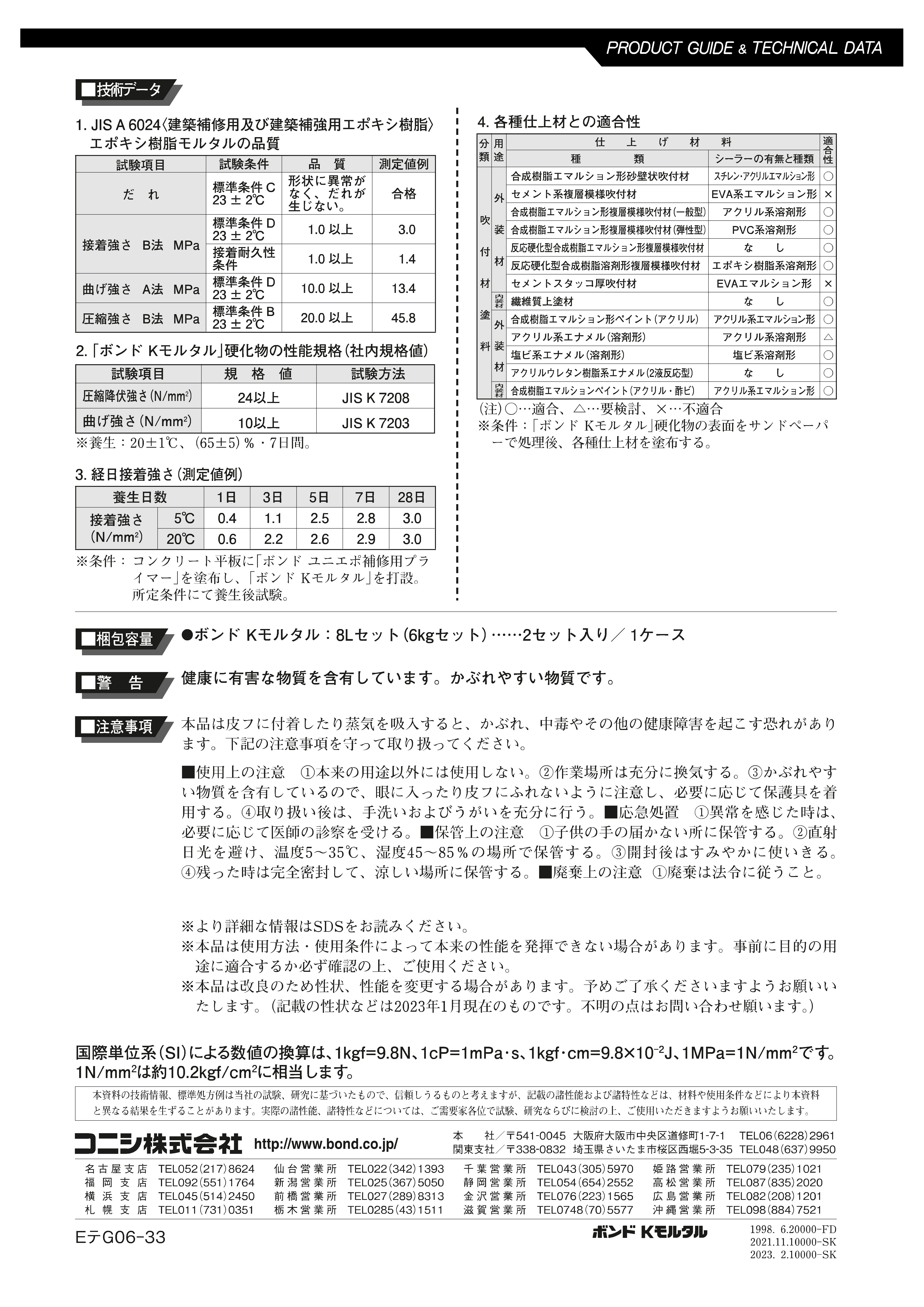 ボンドＫモルタル ８Ｌ 化研マテリアルグループ オンライン注文サービス